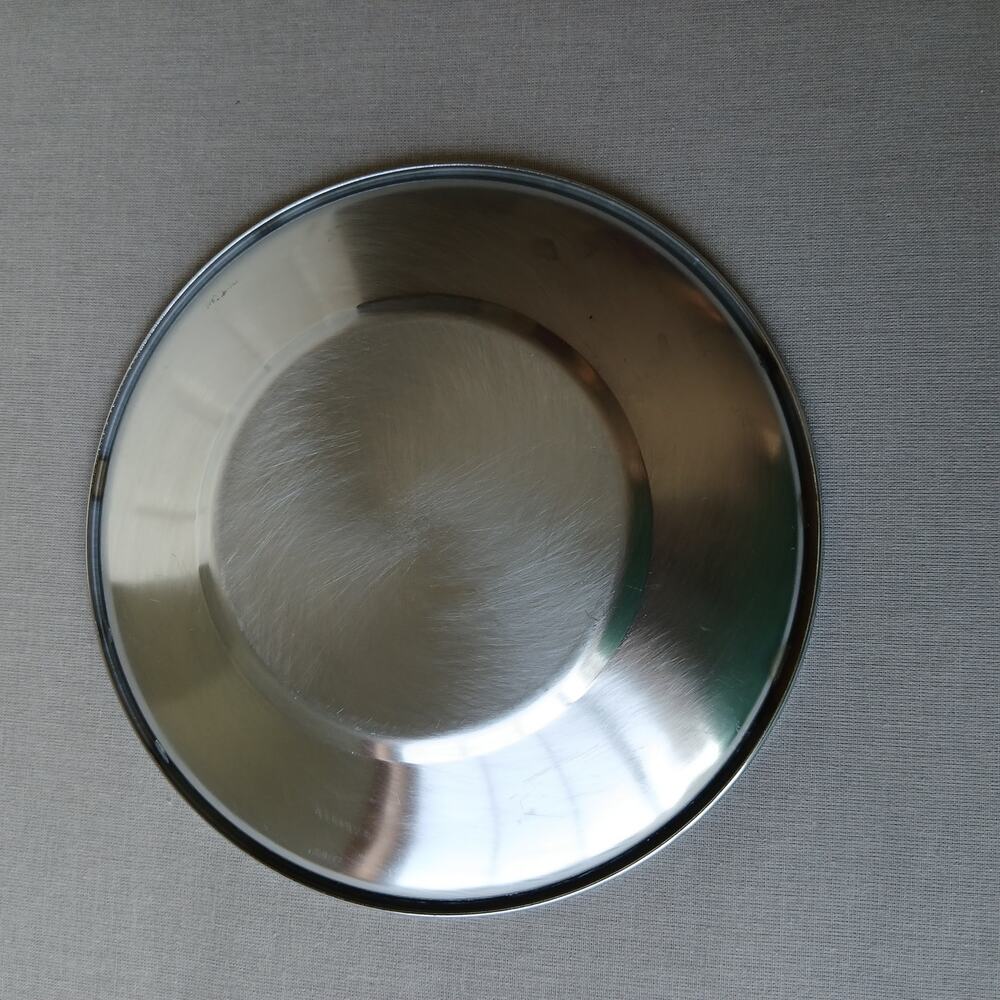 Kromex Serving Set 4" polka dot glass, lid, & 2 silver chrome plates VTG 50s MCM - Picture 15 of 16